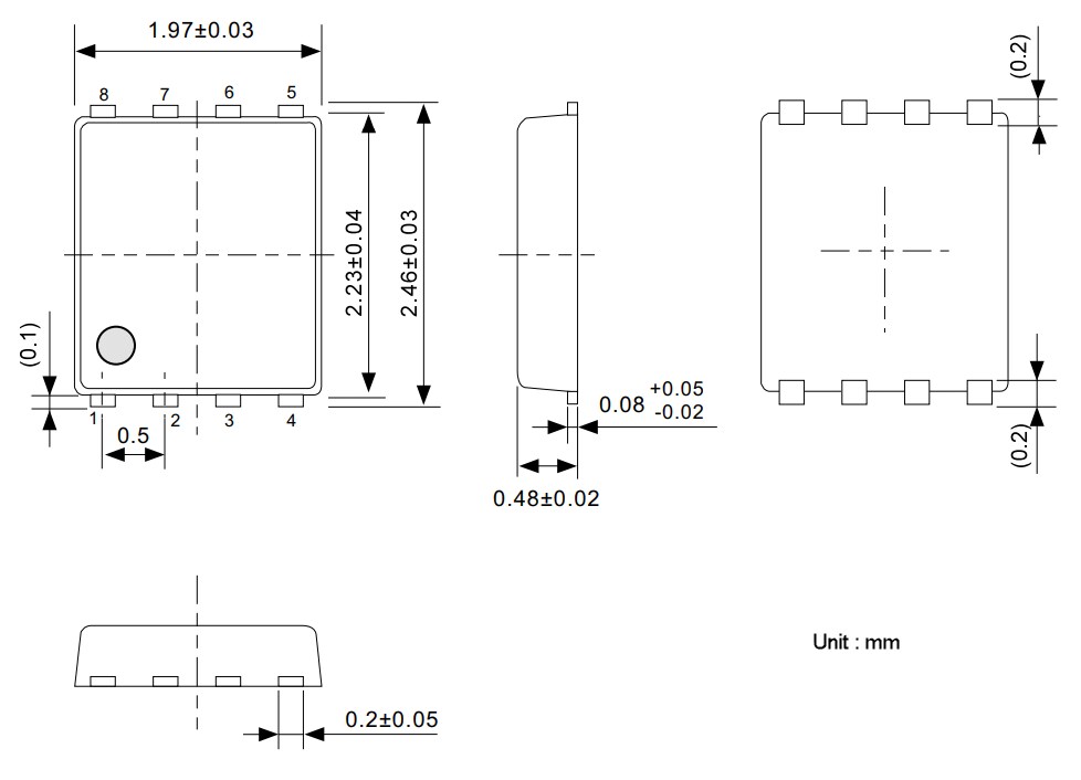 Mechanical Drawing - ABLIC S-8473 Wireless Power Receiver Control IC